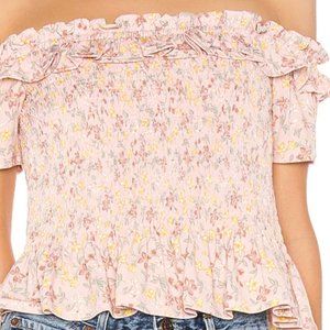 BCBG Generation Smocked Off Shoulder Top